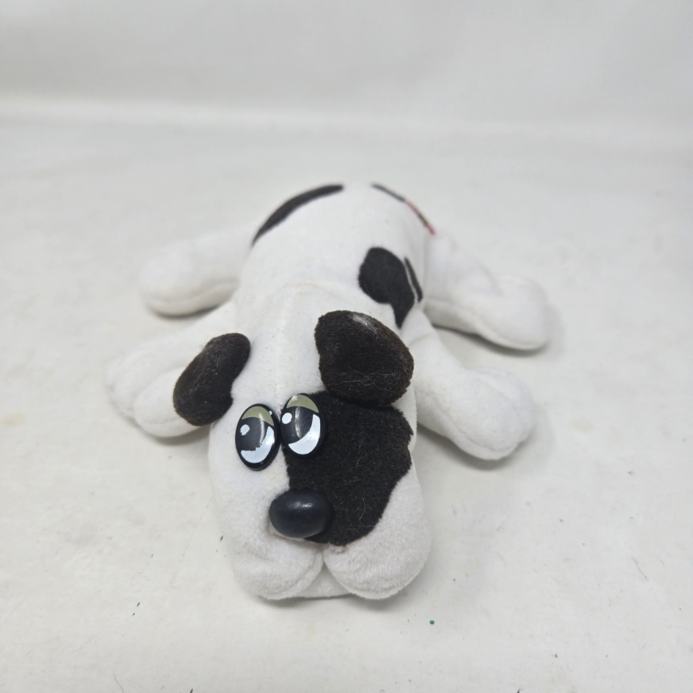 Vintage 1985 Tonka Pound Puppies White Black Spotted Plush Dog Stuffed Animal